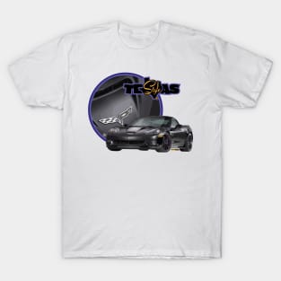 Texas-Style Black Corvette with purple trim T-Shirt